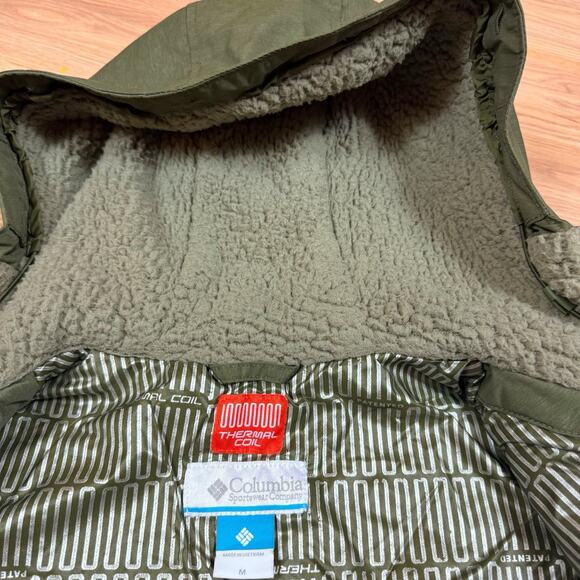 Columbia Jacket Womens Medium Green Thermal Coil Faux Fur Coat Parka Ski Snow - Picture 5 of 9